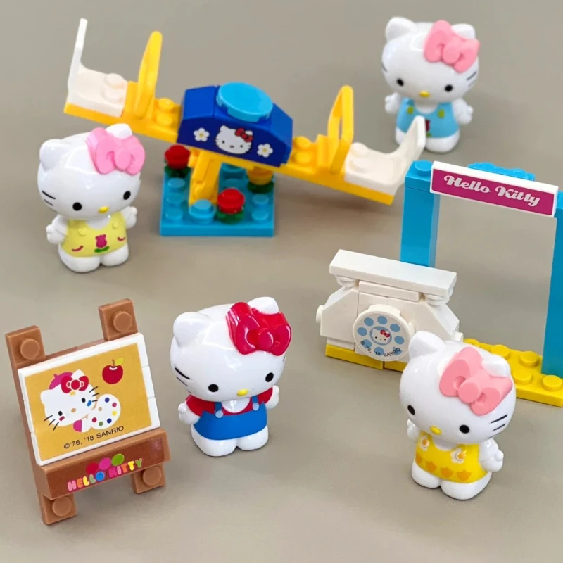 

Sanrio строительные блоки мультфильм милый HelloKitty гасяпон детские игрушки обучающая сборка модель орнамент коллекционный подарок