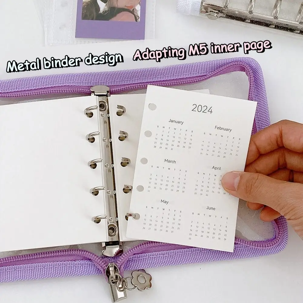 Portable Zipper Photo Album 5-Hole Loose-leaf Photocard Binder Collect Book Pvc Hand Account Diary Girl