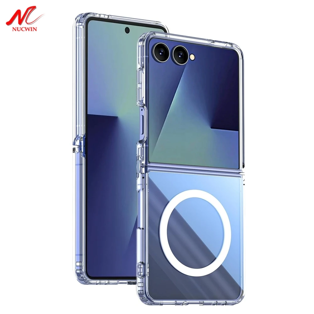 Luxuriöse Transparente Acryl-Hülle für Samsung Z Flip 7 Magnetische Kabellose Ladehülle für Samsung Galaxy Z Flip 6 5