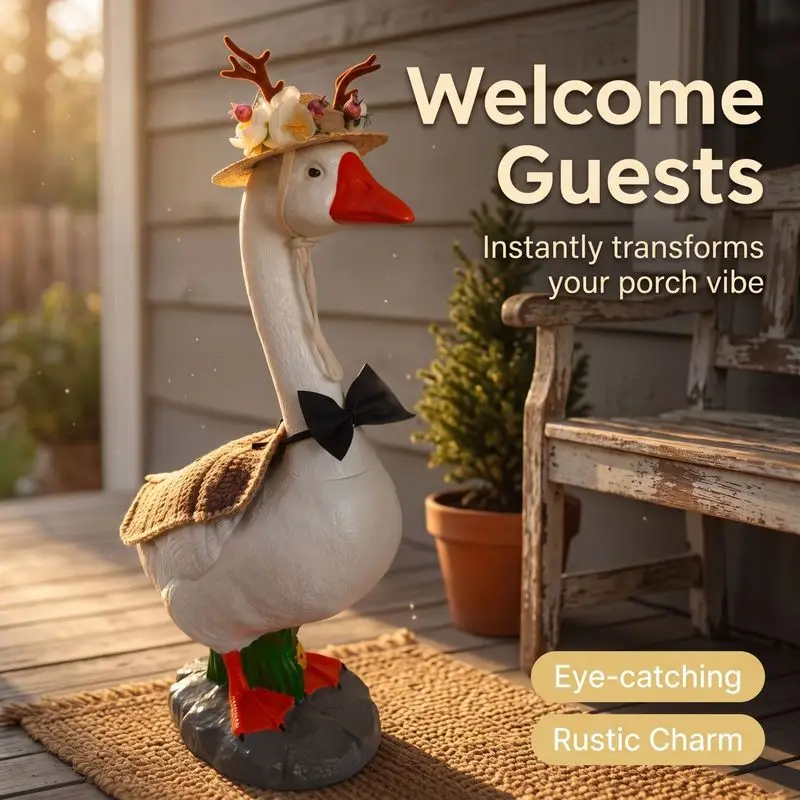 23 Inch Porch Goose Costume, Jungle Sika Deer Outfit, Decor Clothes to Turn Lawn Goose Statue into Deer Ornament