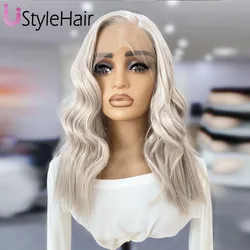 UStyleHair Ash Blonde Lace Front Wig Short Body Wave Bob Synthetic Hair Daily Use Cosplay Wig Natural Hairline Heat Resistant