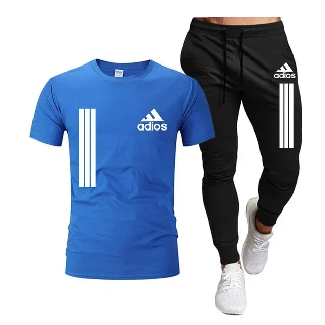 2024 Spring/Summer Fashion Men's Casual Sports Short Sleeve Suit, Two-piece Set, T-shirt and Pants, Men's Wear, Summer Fashion