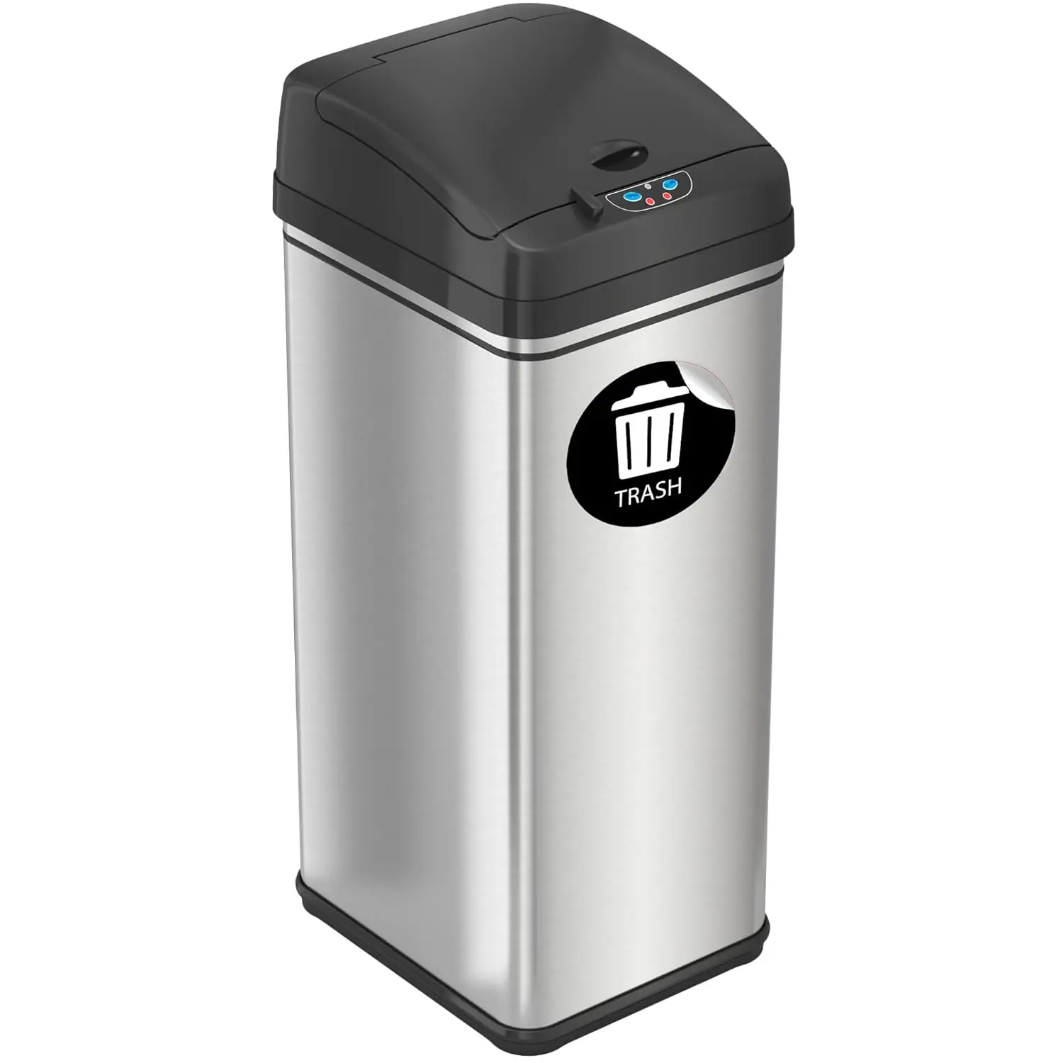 

13 Gallon Automatic Sensor Kitchen Trash Can with Odor Filter , Stainless Steel Bin, Reusable Trash Vinyl Sticker, Powered by
