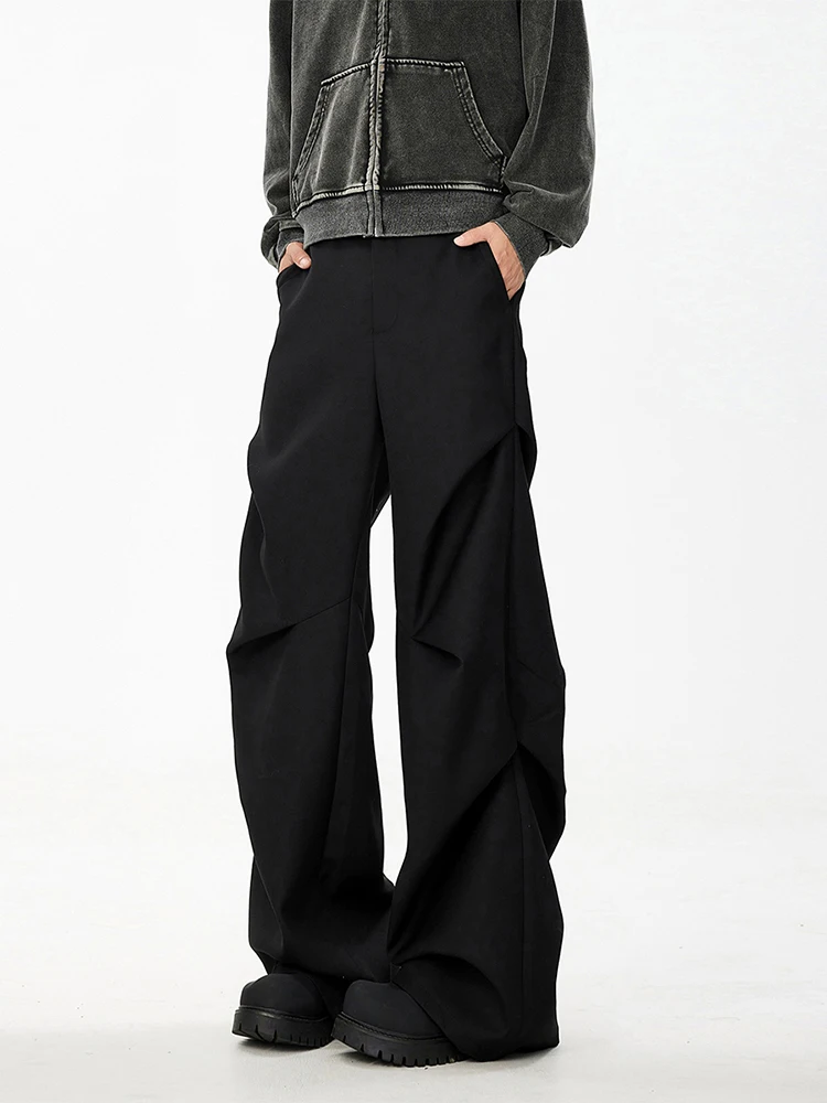 

American Retro Pleated Men's Casual Loose Long Pants Spring Trendy Brand Cleanfit High-End Feeling Wide Leg Floor-Length