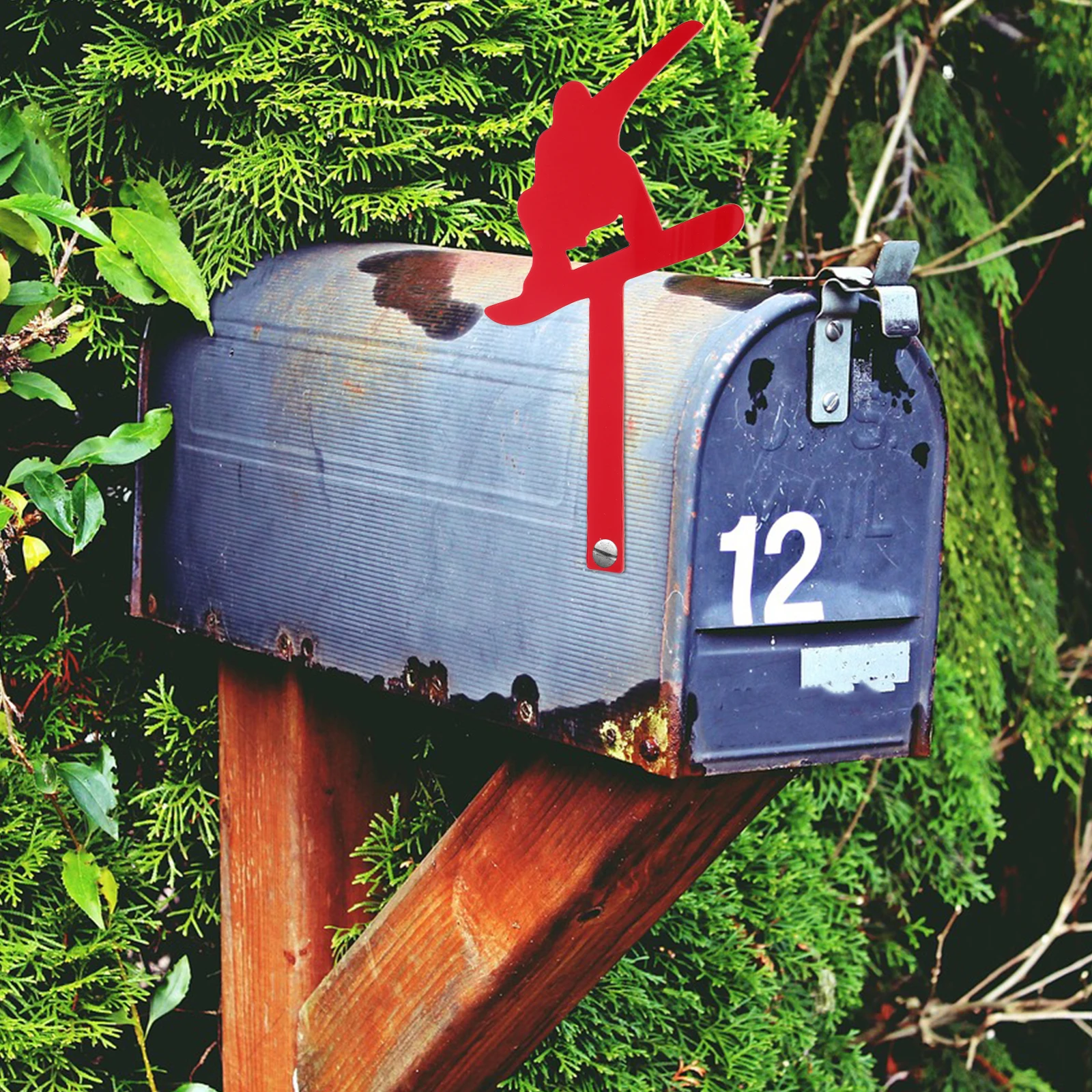 

Ski Dog Decoration Mailbox Accessories Fun Brick Flag Acrylic Red Fish for Mailboxes Winter