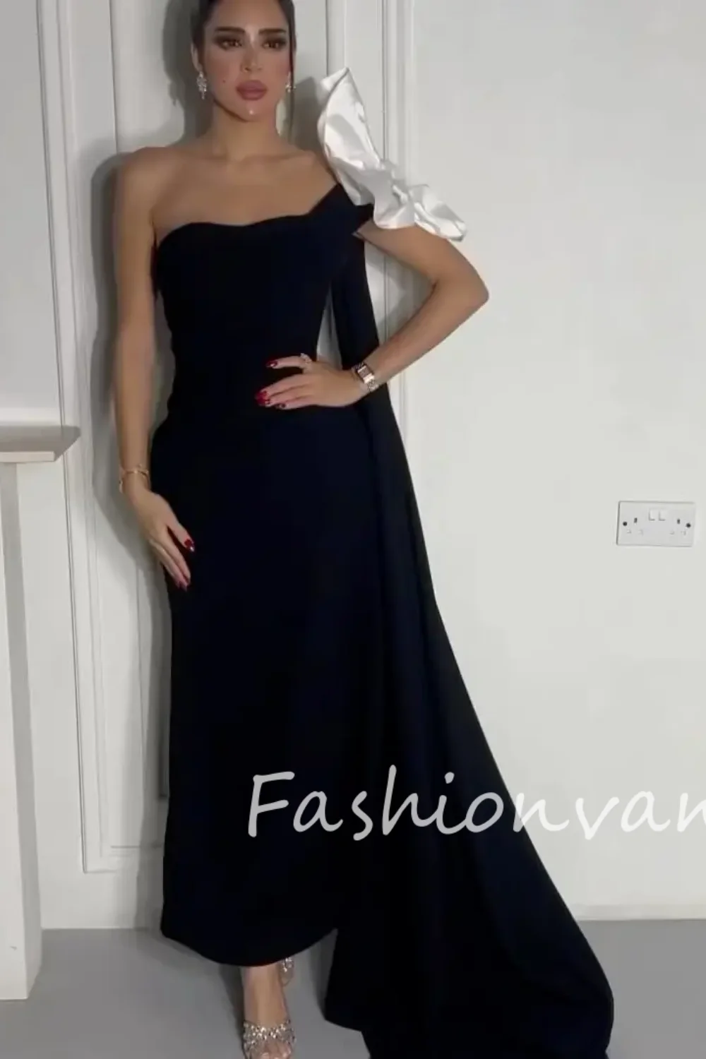 Fashionvane-vestido de sirena personalizado, traje de noche Formal de un hombro sin mangas con flores, longitud hasta el tobillo, 2024