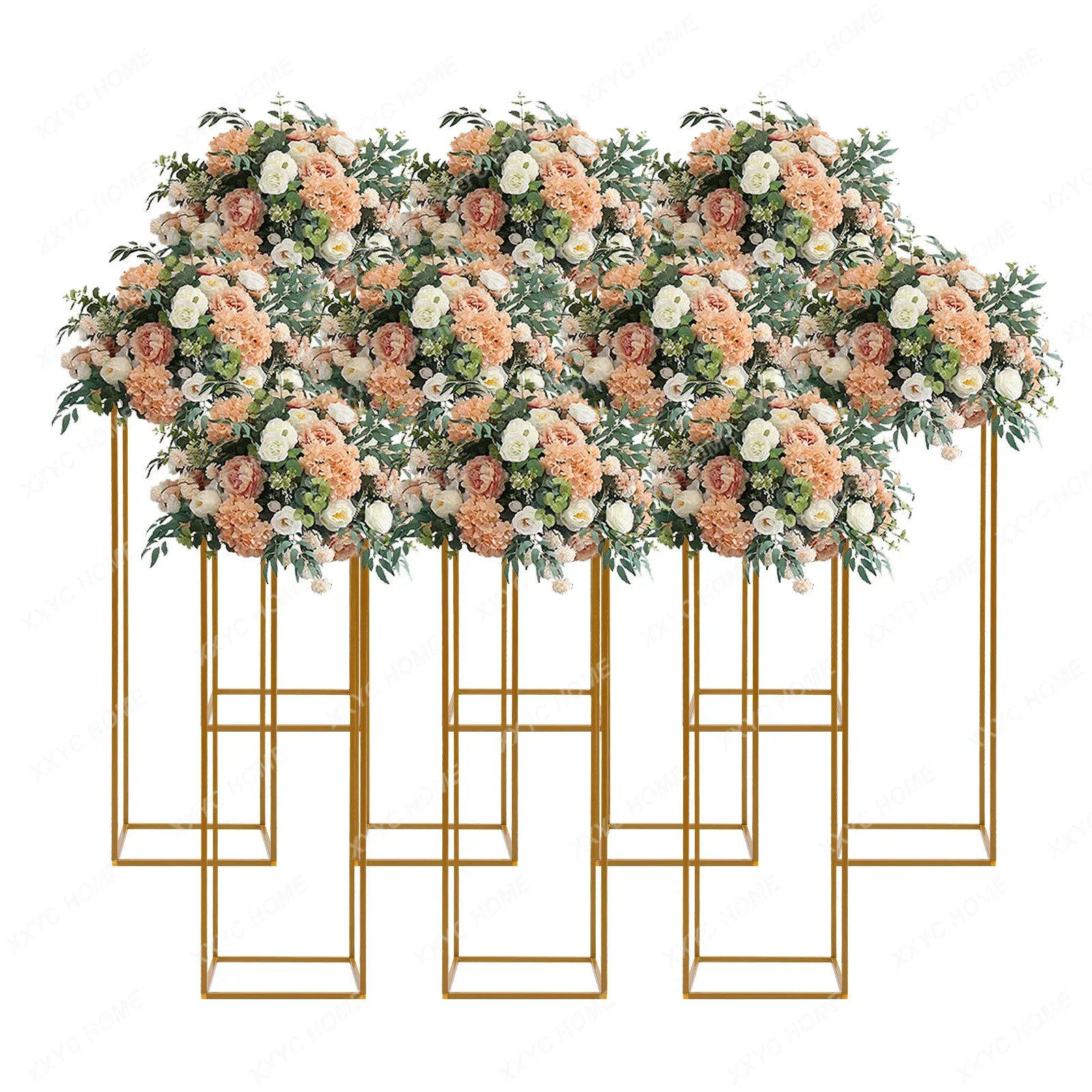 

4Pcs/10Pcs Gold Frame Backdrop Stand Rectangular Metal Flower Rack For Wedding Birthday Party Backdrop Decor