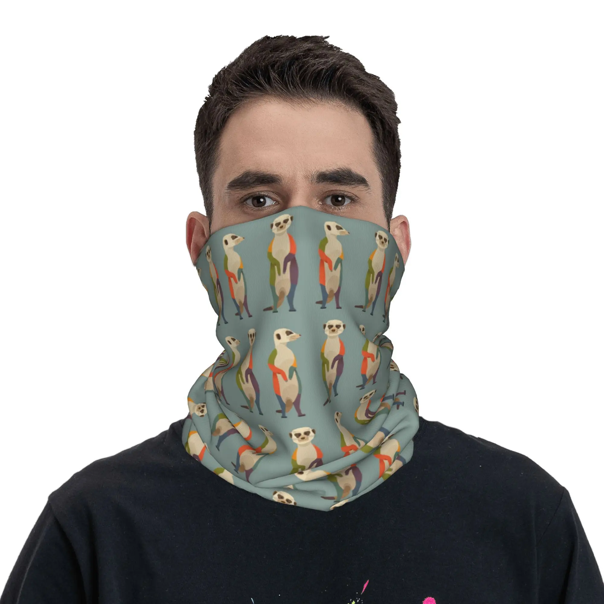 وشاح وجه مطبوع عليه Hello Meerkats Bandana للرقبة، عصابة رأس متعددة الاستخدام، رياضية خارجية للجنسين، للبالغين طوال الموسم