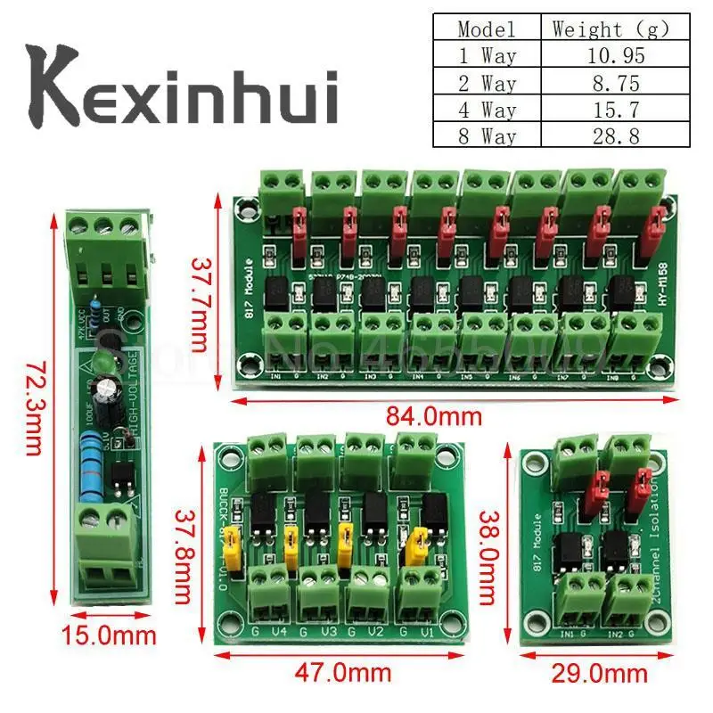 PC817 2 Way 4 Channel Optocoupler Isolation Board Voltage Converter Adapter Module 3.6-30V Driver Photoelectric Isolated Module