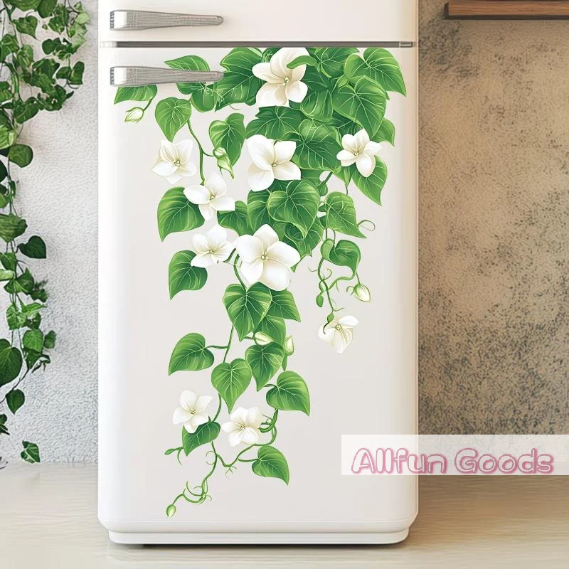 Elegant Magnolia Refrigerator Sticker Self-Adhesive Removable Waterproof Wall Decal Kitchen Appliances Stickers Home Decor