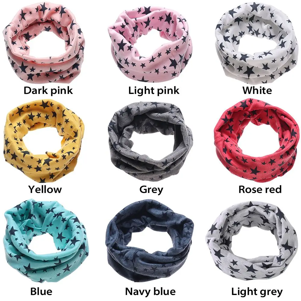 9 Colors Long Scarf Face Bandana Mask Neck Warmer Stars Printed Snood Collar Scarves Children Cotton Scarf