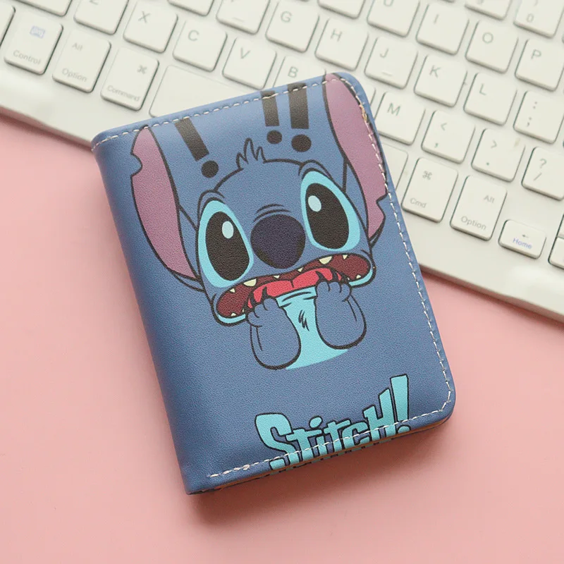 Disney Stitch Cute Folding Wallet Large Capacity Multi-card Slot Stitch Coin Purse for Women Thin Folding Card Holders Wallet