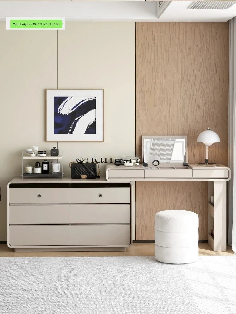 HJ minimalist solid wood clamshell dressing table, bedside chest cabinet, dressing integrated telescopic storage