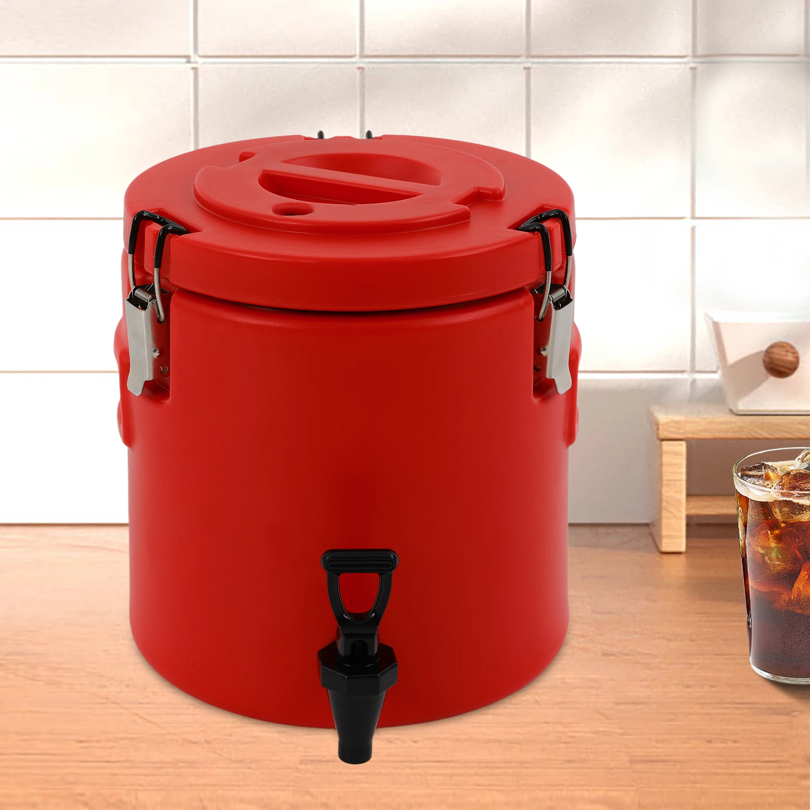 

Изолированное ведро из красной нержавеющей стали на 10 л, изолированный диспенсер для напитков на 2,64 галлона с краном, изолированный диспенсер для напитков