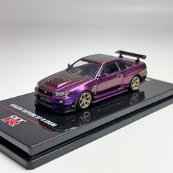 INNO 1:64 Changing Color Purple Nissan Skyline GT-R R34 Car Model Classic Collection Static Display Gift Diecast Alloy