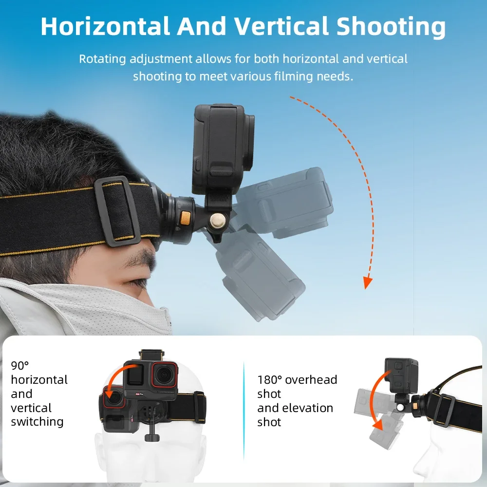 Flymile حزام الرأس جبل ل GoPro 13 12 11 10 9/DJI Action 3 4 /Pocket 3 عقال حزام كاميرا رياضية مدونة فيديو التصوير الفوتوغرافي ملحق