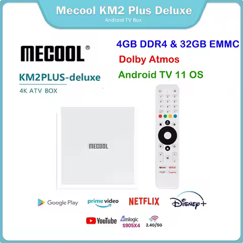 [Genuine] MECOOL KM2 PLUS DELUXE Android 11 Certified TV BOX Google TV Dolby Vision Atmos 4GB DDR4 32GB 1000M WIFI 6 4K Stream