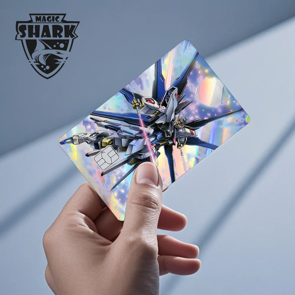 Heißer Verkauf Magic Shark Cool Gun-dams Roboter Holographische Haut Film Laser Aufkleber für Kleine Große Chip Debit Bank Kreditkarte – Detail 6