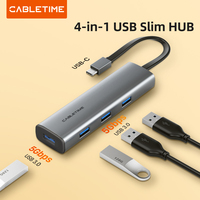 CABLETIME 4 in 1 USB C Hub Slim Type C USB 3.0 HUB  Adapter 5Gbps For PC MacBook Pro/Air ipad iPhone15 USB C Dock