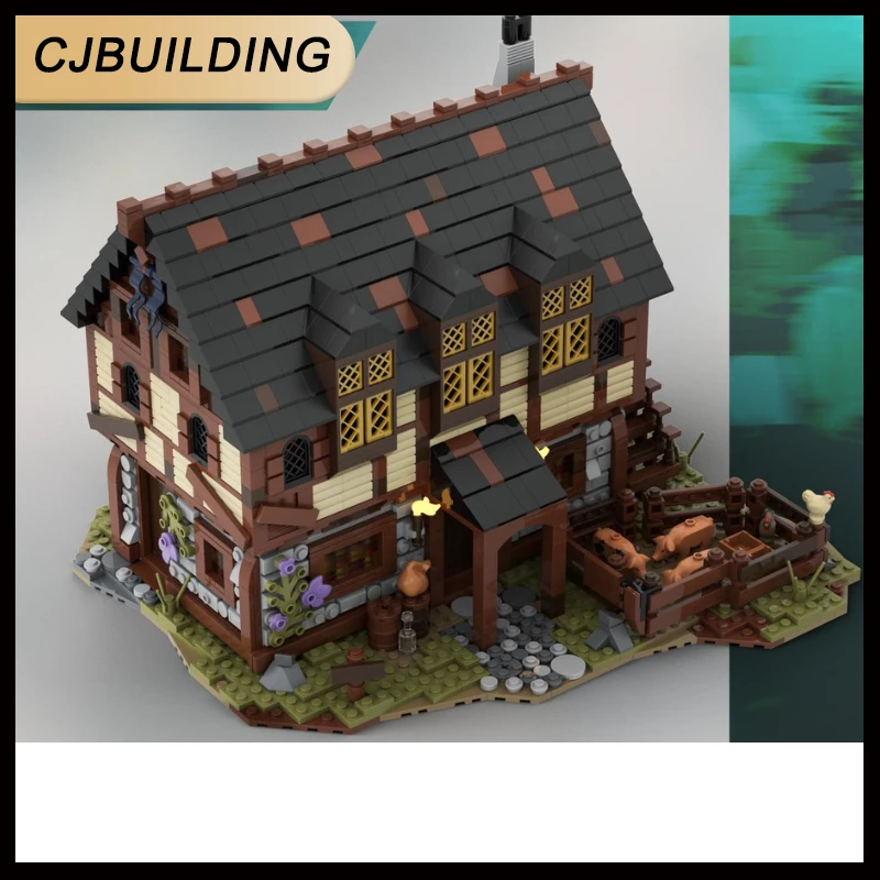 

MOC Medieval Trader`s House & Farm Model Building Blocks City Yard Cottage Bricks DIY Assemble Toys Collection Gifts MOC-114686