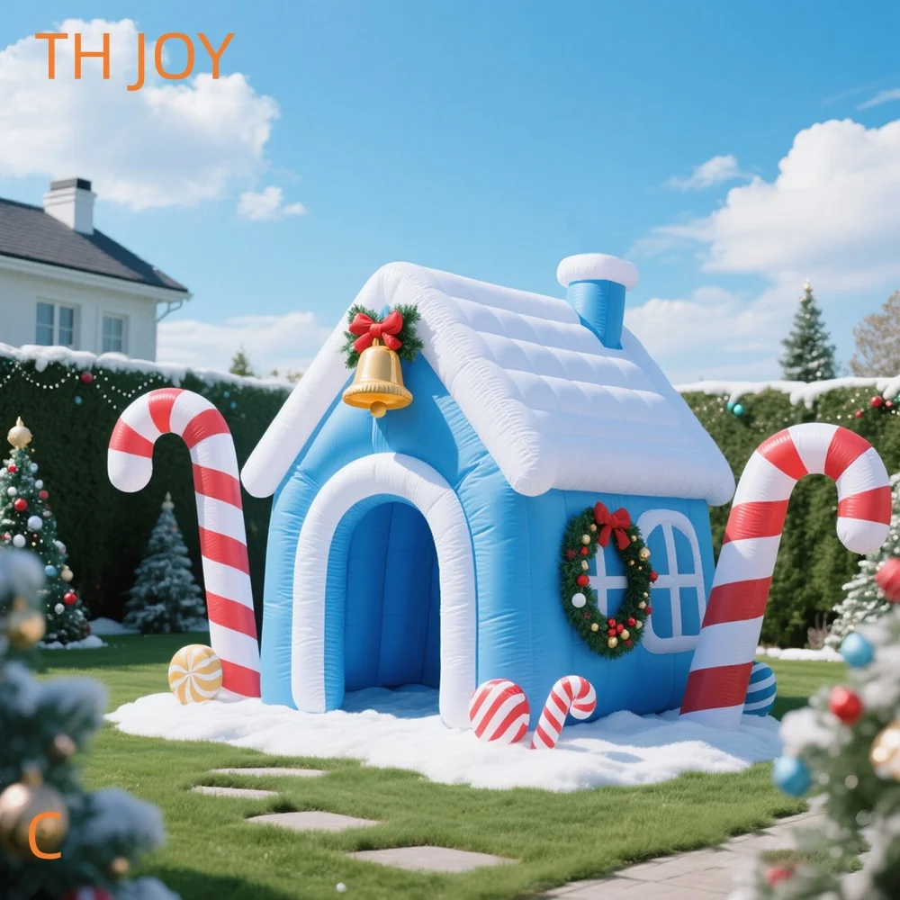 Szybka dostawa lotnicza do domu, nowy model 2025, dmuchany grot Bożego Narodzenia, dekoracja ogrodowa na zewnątrz, dmuchany domek świąteczny, namiot.