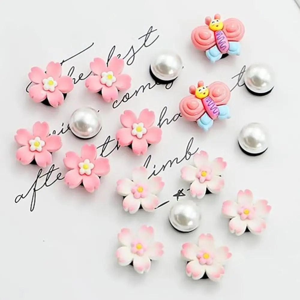 17Pcs DIY Flowers Charms for Bogg Bag Handbag Cherry Blossoms Beach Bag Accessories Charms for Bogg Bag/Beach Bag