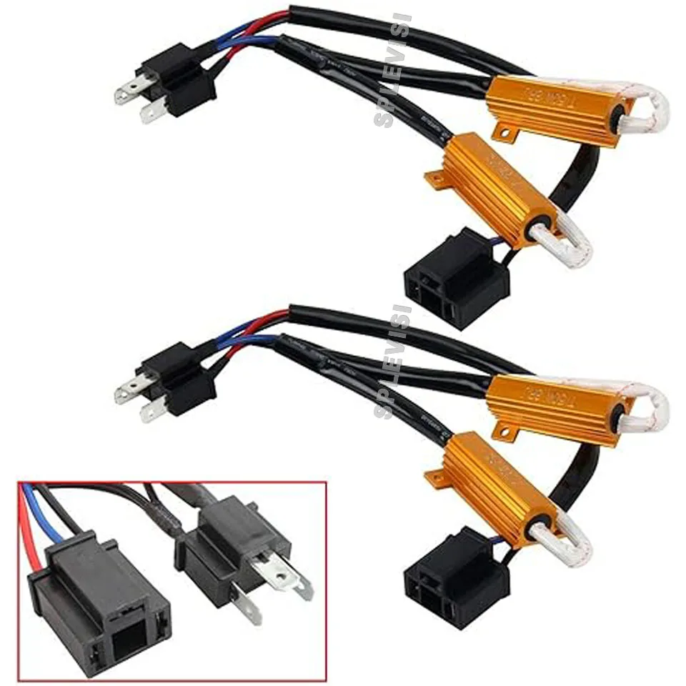 

2pcs H4 9003 HB2 LED Headlight Canbus Error Free Anti Flicker Load Resistor Decoder Free Canceler