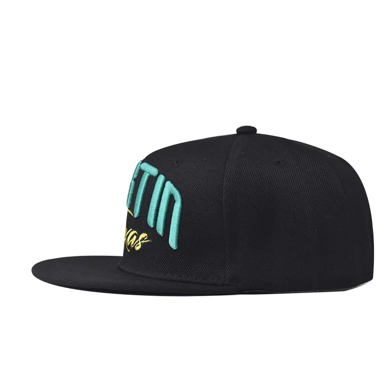 Boné de beisebol clássico bordado com letras Austin, chapéu hip-hop de aba plana, chapéu de dança de rua moderno, chapéu de skate legal, unissex, tamanho ajustável, adequado para acessórios de moda de estilo de rua diário