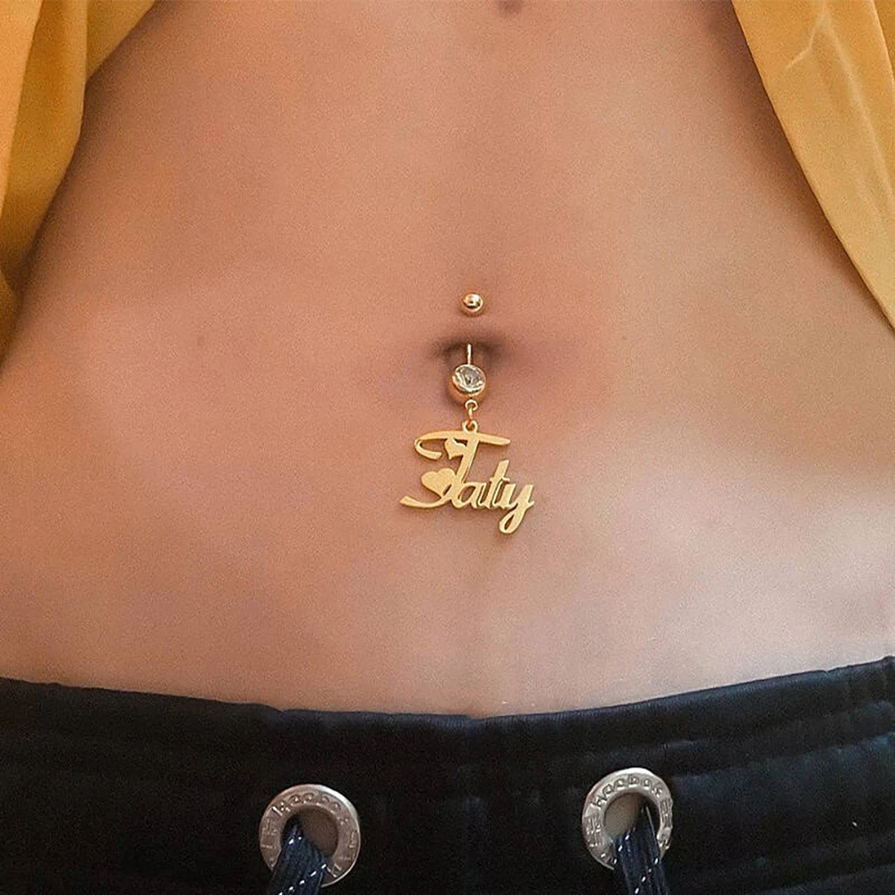 Personalized Customized Name Navel Buckle, Stainless Steel Diamond Navel Nail Decoration, Women's Jewelry, Party Gifts