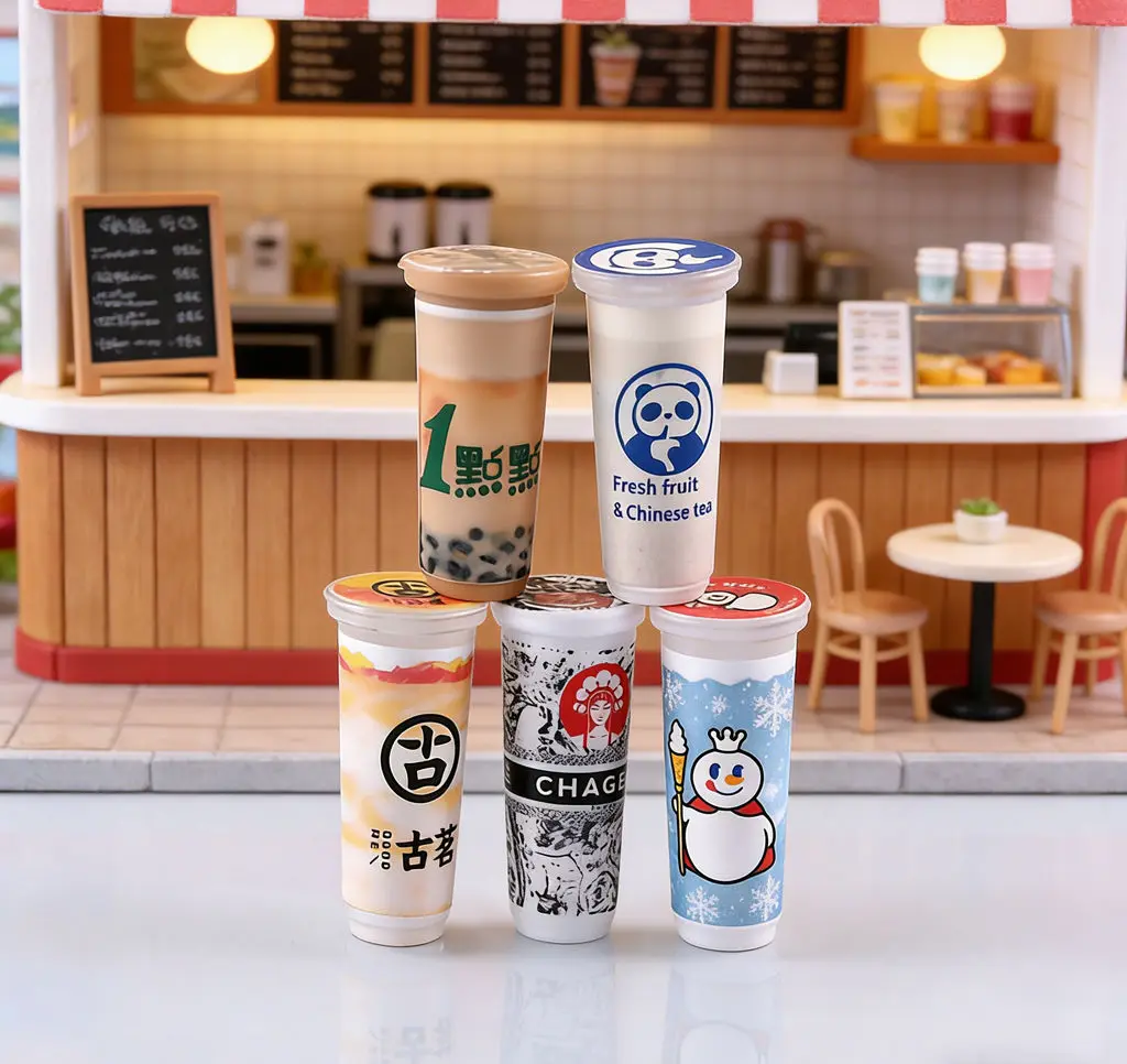 

10pcs Miniature Milk&Fruit Tea Cup Resin Accessories - Tiny Pretend Play DIY Toys for Dollhouse Convenience Store Kids