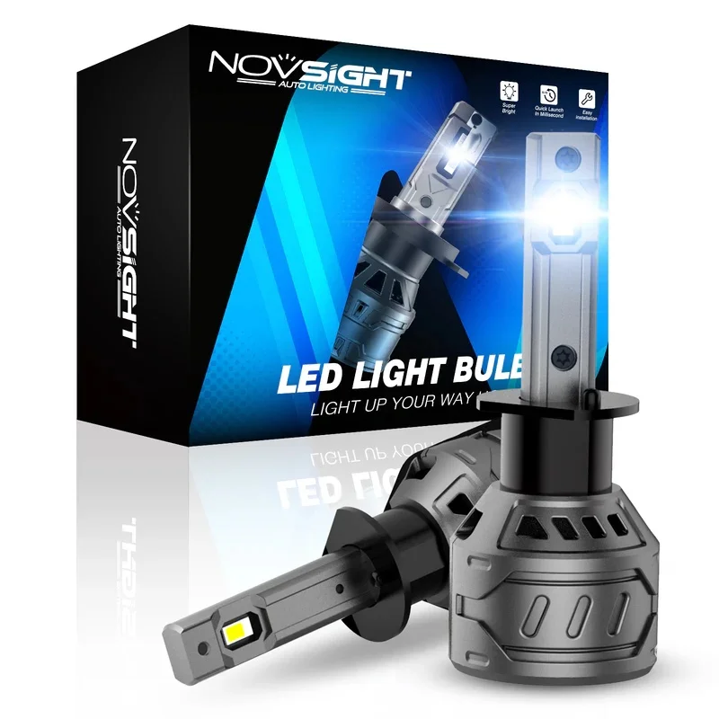 

NOVSIGHT N61 LED Headlight Bulbs 60W 13000LM 6500K Mini Size for H1 9-32V Cars with Fan Auto Head Lamp