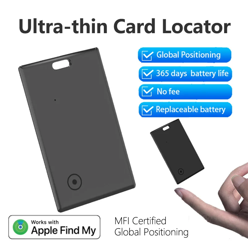 

Карта-трекер для кошелька, совместимая с Apple Find My (только для iOS), 1 год работы от батареи без необходимости зарядки, водонепроницаемый Bluetooth-трекер.