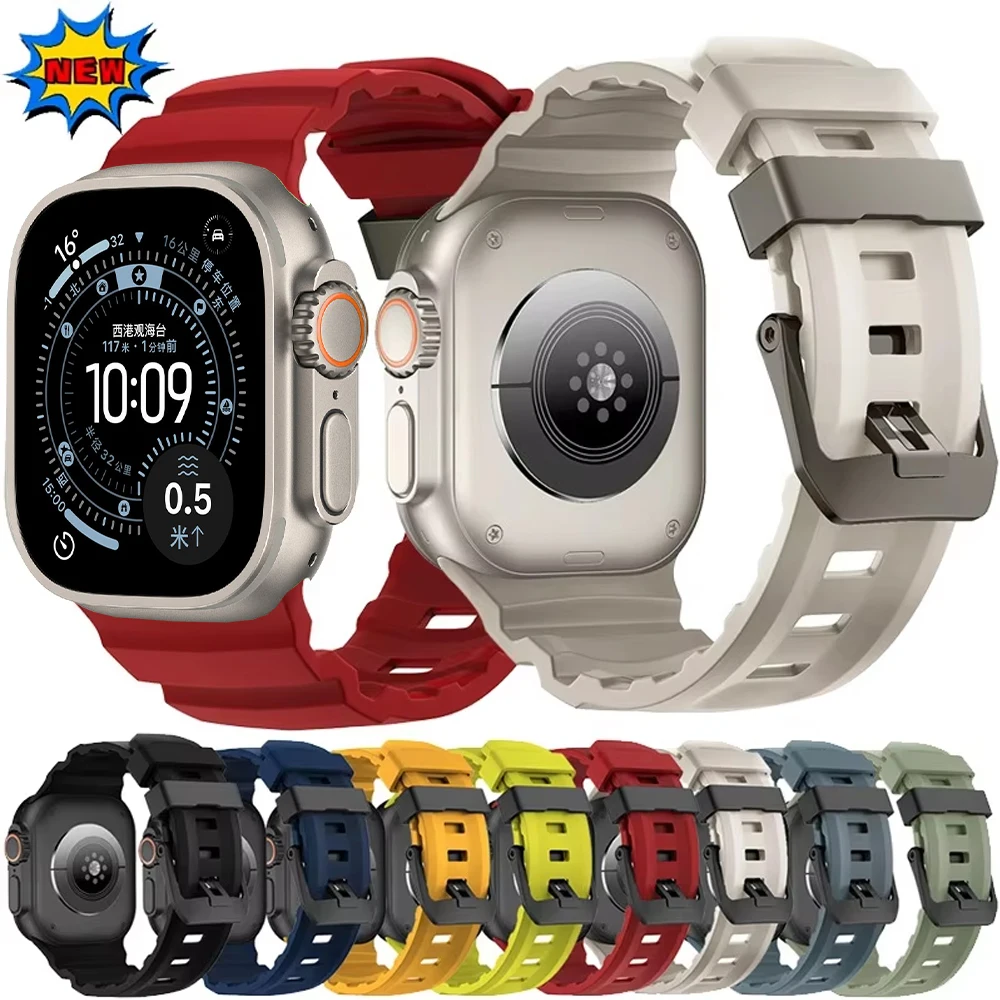 

Trail Silicone Strap For Apple Watch Ultra 3 49mm Strap Series 11 10 46mm 9 8 7 45mm iWatch 6 5 4 SE 3 44mm/Ultra 3 2 49mm Band