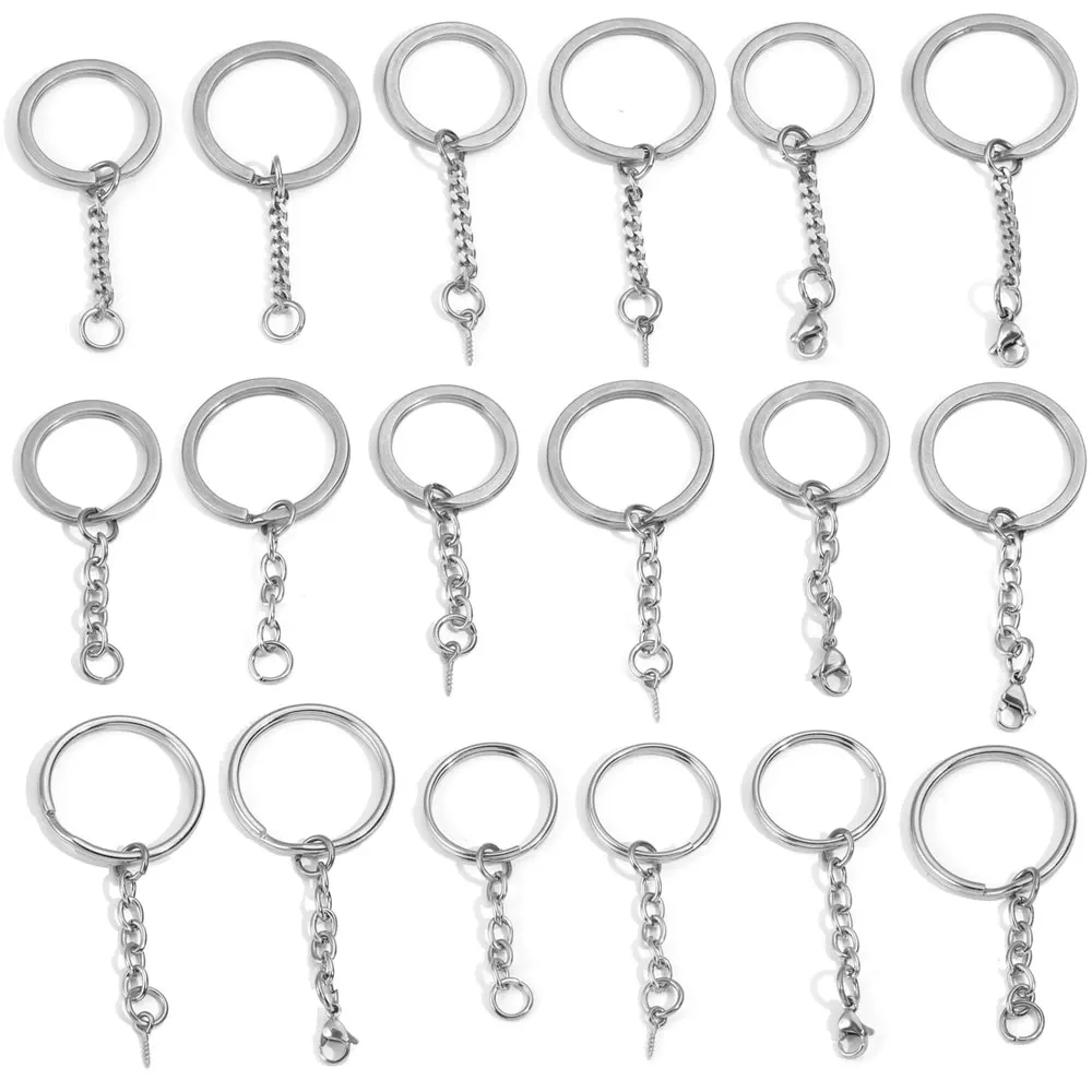 5pcs Key Chain Stainless Steel Keyrings Blank Keychain Pendants Accessories DIY Key Ring With Screw Pin Accessories Wholesale