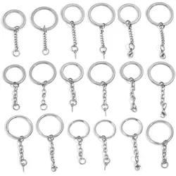 5pcs Key Chain Stainless Steel Keyrings Blank Keychain Pendants Accessories DIY Key Ring With Screw Pin Accessories Wholesale