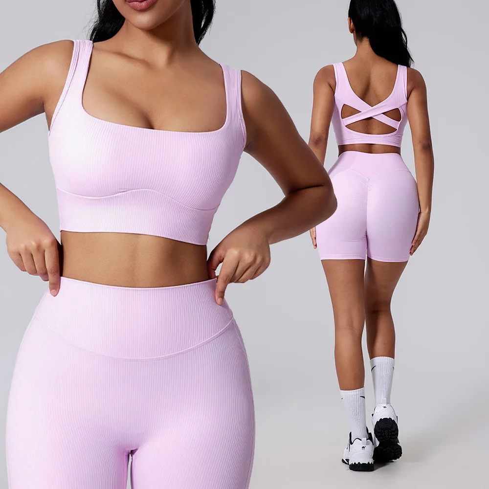 Женский костюм для йоги, спортивный костюм, спортивный бюстгальтер, леггинсы с высокой талией, шорты, комплект для спортзала, одежда для фитнеса, бега, тренировки, спортивная одежда с эффектом пуш-ап Женский костюм для йоги, спортивный костюм, спортивный бюстгальтер, леггинсы с высокой талией, шорты, комплект для спортзала, одежда для фитнеса, бега, тренировки, спортивная одежда с эффектом пуш-ап