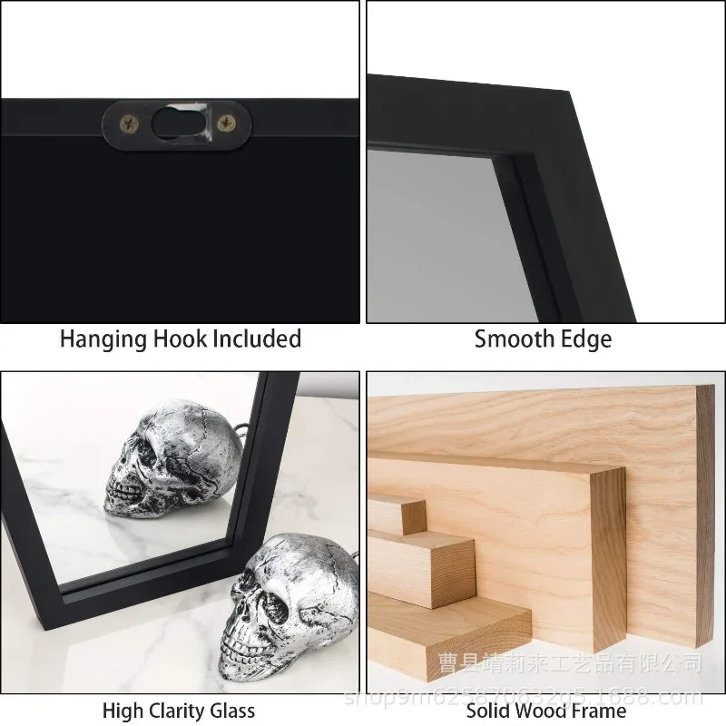 Gothic Wooden Wall Mirror Household Wooden Coffin Mirror Living Room Decorative  Halloween Wooden Wall