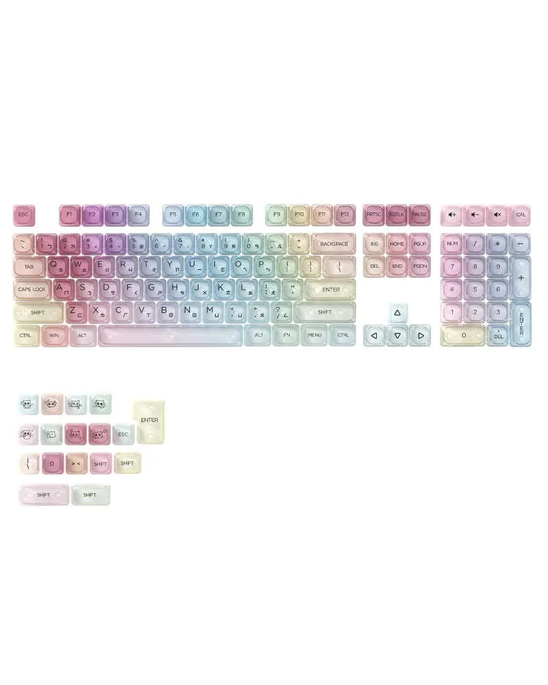 

Pastel Rainbow Transparent MOA Keycaps 125 Keys Traditional Chinese PC Mechanical Keyboard Set