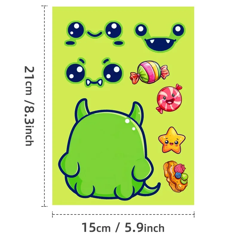 Autocollants décoratifs Graffiti créatifs, 6 pièces, personnalité de dessin animé, petit monstre, bricolage, changement de visage