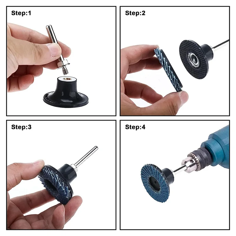 A96I-40Pcs 2 em rolo discos de aba de bloqueio com suporte de 1/4 Polegada acessórios moedor 40/60/80/120 grit rebolos