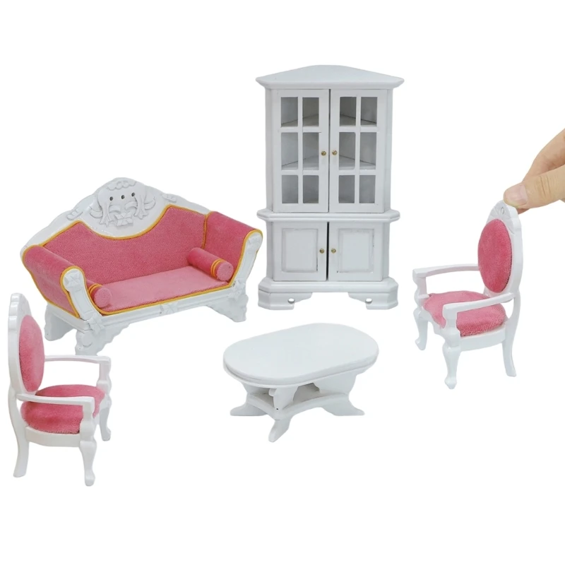 Doll House Living Room Miniature Furniture Model Set For Children Pretend Play 15UB