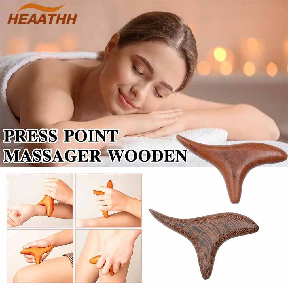 Wood Press Point Massager Wooden Triangle Foot Body Lymphatic Stick Professional Acupressure Massage Tools Drainage Tools