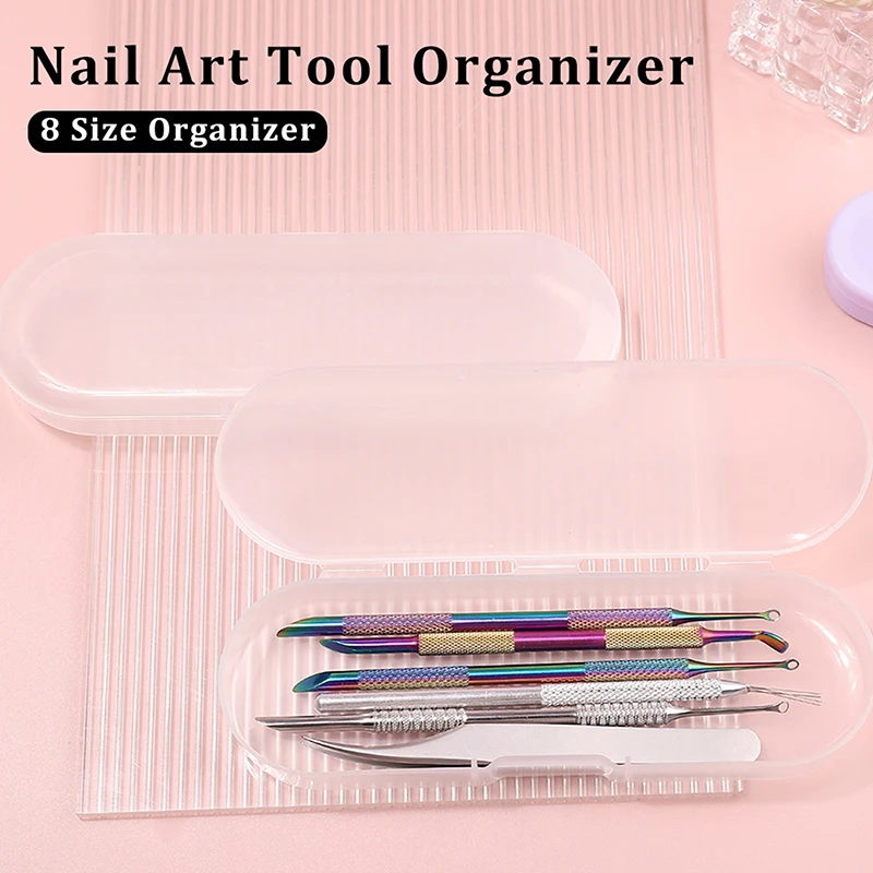 1/8 Pcs Portable Rectangle Nail Art Tool Empty Storage Box Tweezers Clippers Pens Polishing Nail Buffer Files Plastic Container