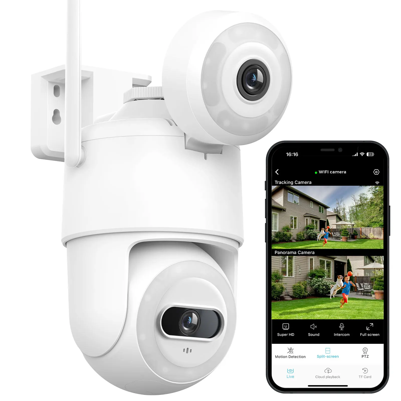 

4K 8MP HD Wi-Fi PTZ-камера Открытый 4-мегапиксельный двойной объектив Двойной экран AI Автоматическое отслеживание IP-камера CCTV Аудио-видео наблюдение P2P iCSee