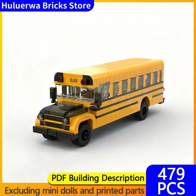 

City Car Model MOC Building Bricks S-Series Hold-Up School Bus Modular Technology Children Holiday Gifts Assemble Toys Suit