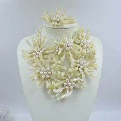 charm2025- New African Wedding Style Handmade Shell Flower Necklace