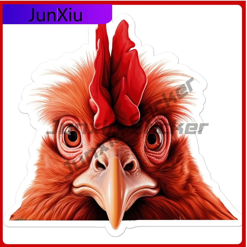 

Peeking Rooster Chicken Cool Premium Vinyl Aesthetic Truck Decal Accessory Waterproof Car Laptop Window Bumper Auto Exterior