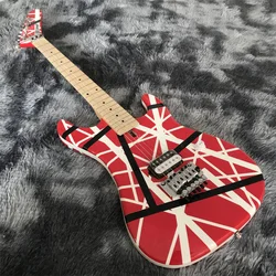 High-quality custom double-shake electric guitar red body red and white line graffiti double-shake vibrato system