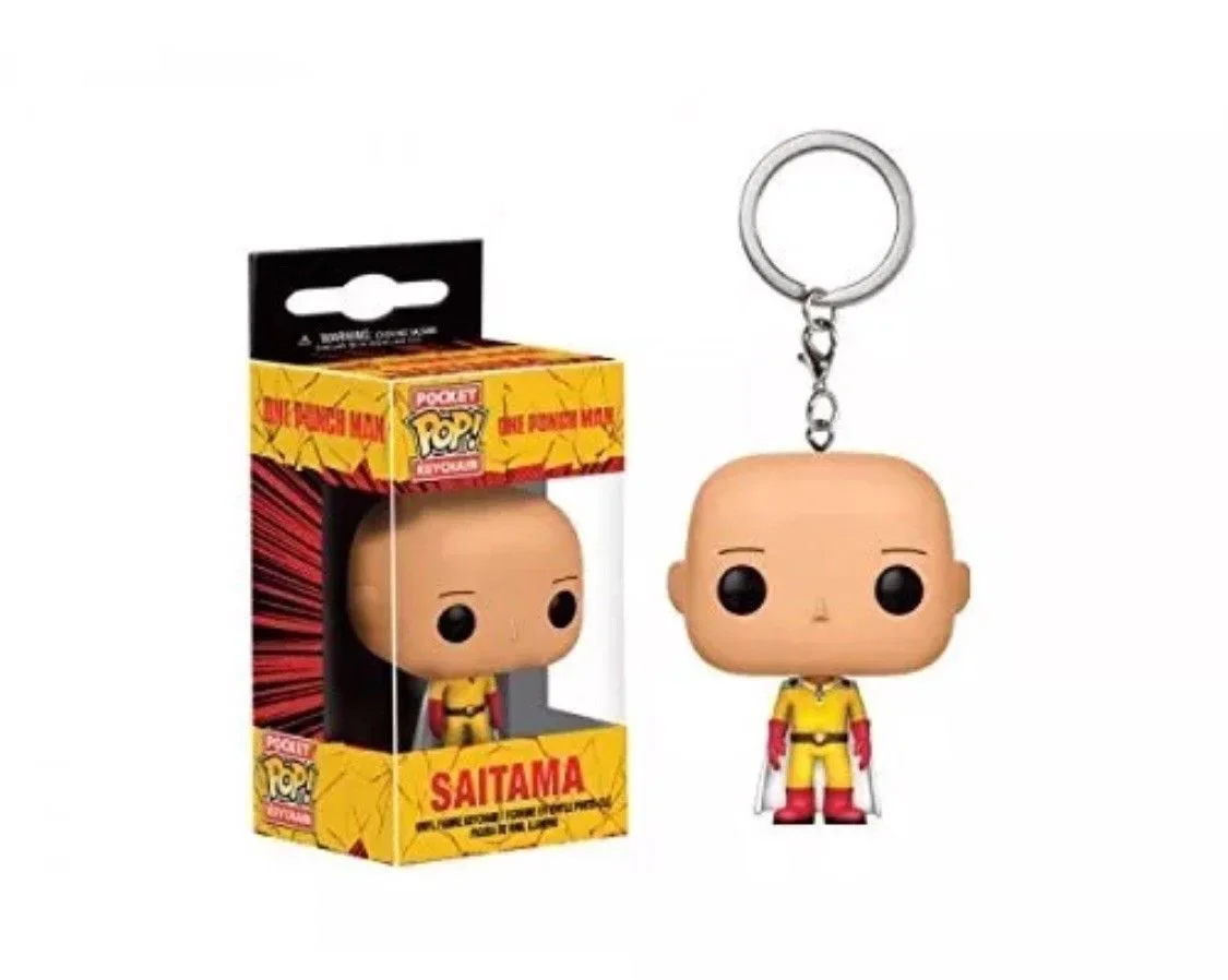 Funko Japón Anime ONE PUNCH-MAN Saitama bolsillo POP llavero figuras de acción colección de juguetes Saitama llaveros cumpleaños CarvinalGift