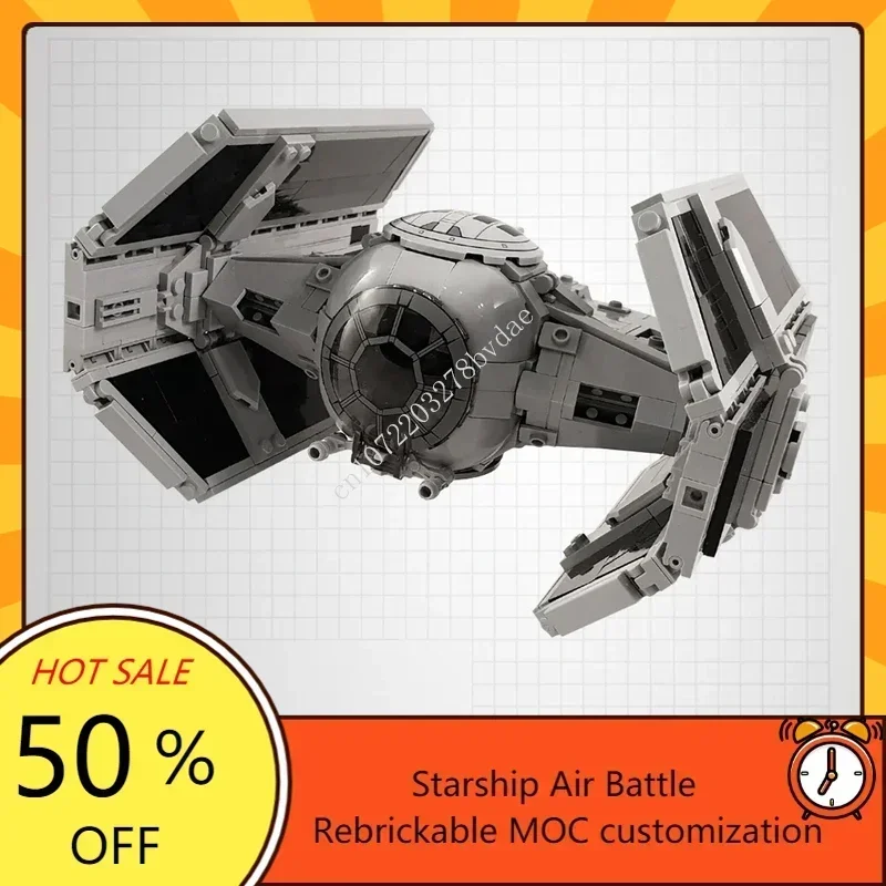 

865PCS MOC Space Battle TIE Advanced X1 Custom Model DIY Assembly Puzzle Kit Creative Technology Spacecraft Toy for Kids